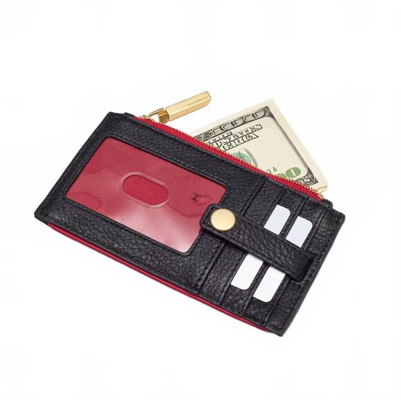 NEW HAMMITT women's 210 west wallet in black brushed gold red zipper - Picture 4 of 4